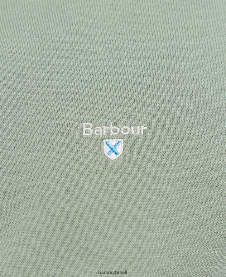 roupas Barbour moletom barbur rothley com meio zíper agave verde homens NH44421061