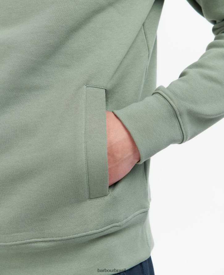roupas Barbour moletom barbur rothley com meio zíper agave verde homens NH44421061