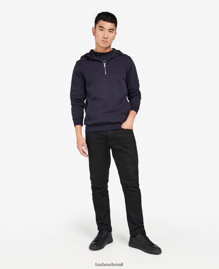 roupas Barbour moletom com capuz hoxton meio zíper céu noturno homens NH44421064