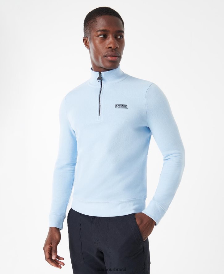 roupas Barbour moletom essencial com meio zíper azul desbotado homens NH4442999