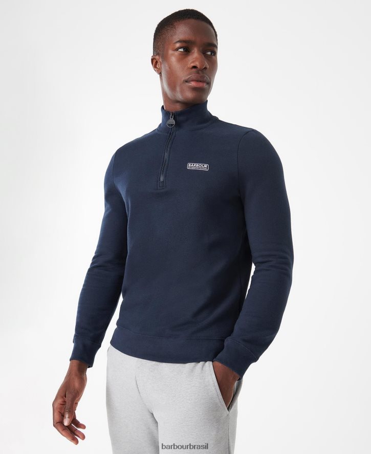 roupas Barbour moletom internacional essencial meio zíper preto homens NH44421020
