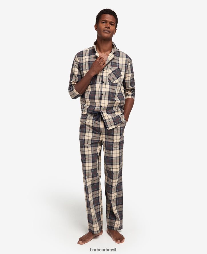 roupas Barbour conjunto pijama carlisle tartã marinho de verão homens NH44421242
