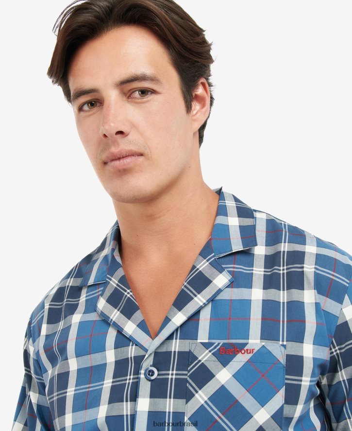 roupas Barbour conjunto pijama carlisle tartã marinho de verão homens NH44421244