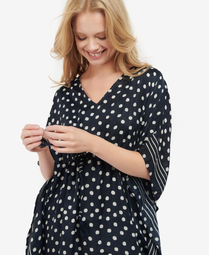 acessórios Barbour caftan de praia de bolinhas marinho clássico mulheres NH44422460