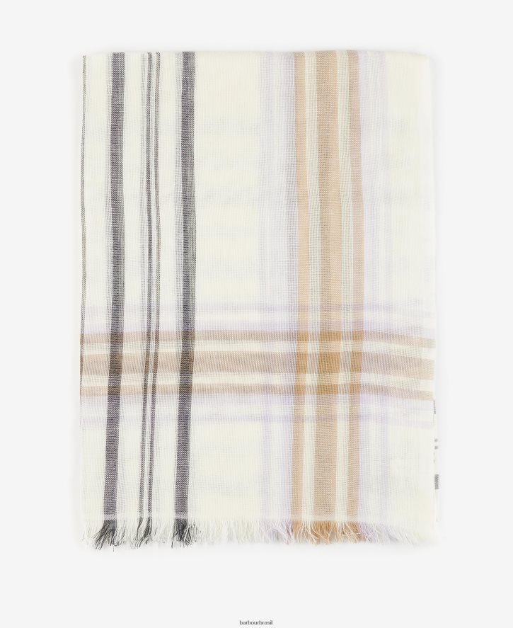 acessórios Barbour erin cachecol tartan sussurro branco mulheres NH44422444