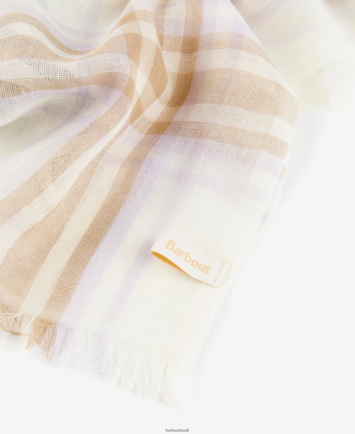acessórios Barbour erin cachecol tartan sussurro branco mulheres NH44422444