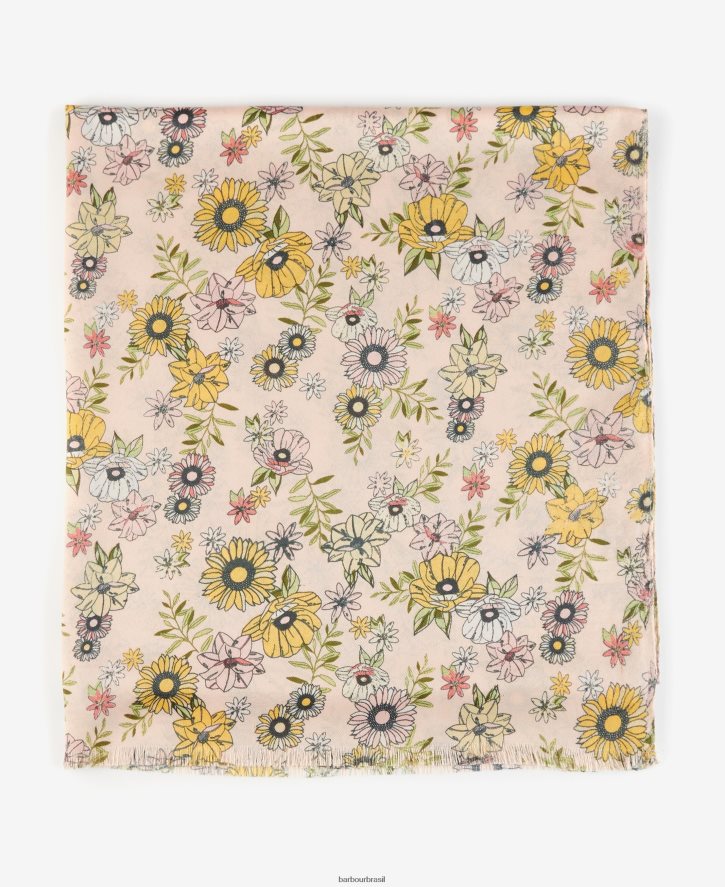 acessórios Barbour lenço com estampa floral oversized pêssego mulheres NH44422449