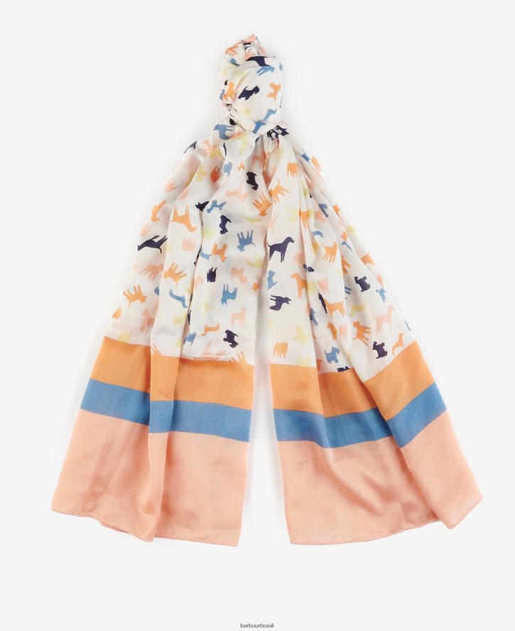 acessórios Barbour lenço de impressão de cachorro branco clássico mulheres NH44422456