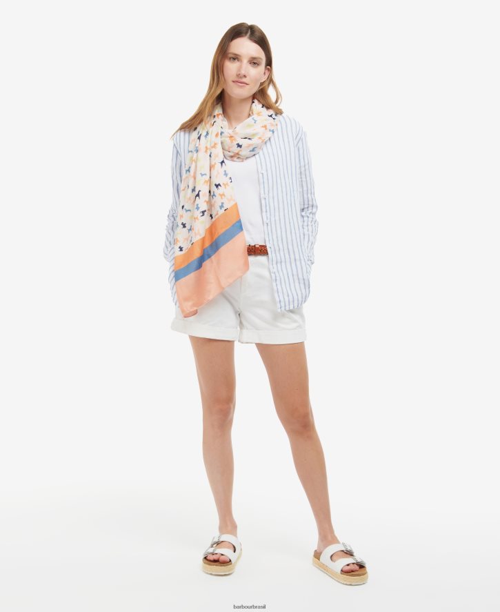 acessórios Barbour lenço de impressão de cachorro branco clássico mulheres NH44422456