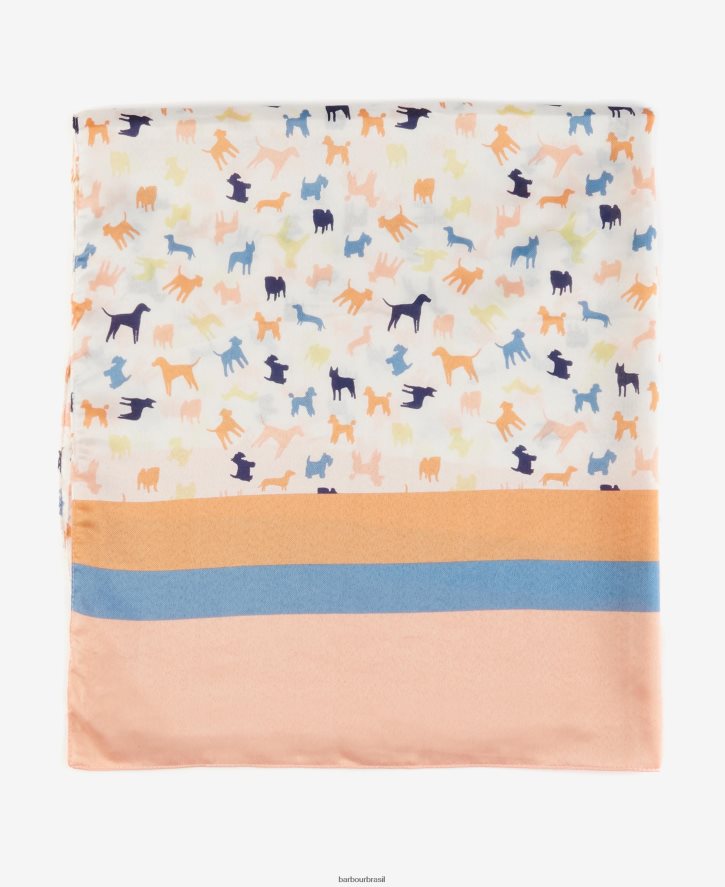 acessórios Barbour lenço de impressão de cachorro branco clássico mulheres NH44422456
