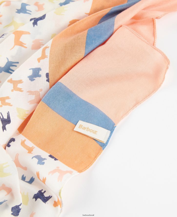 acessórios Barbour lenço de impressão de cachorro branco clássico mulheres NH44422456