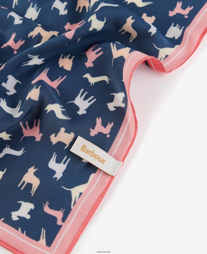 acessórios Barbour lenço quadrado com estampa de cachorro azul marinho/cachorro mulheres NH44422451