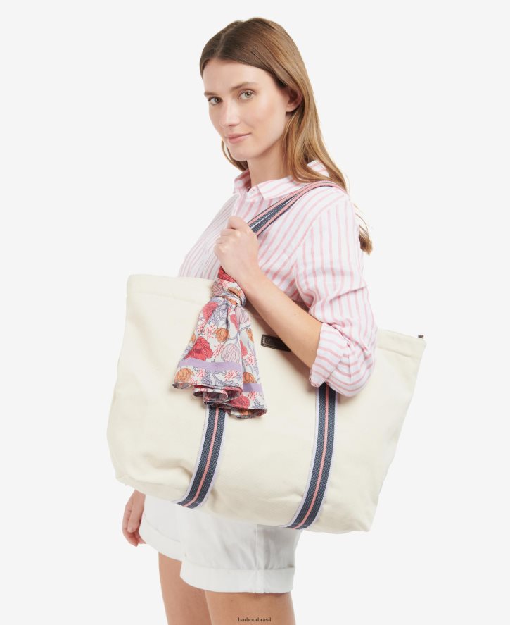 acessórios Barbour lenço quadrado com estampa floral branco/lavanda mulheres NH44422453