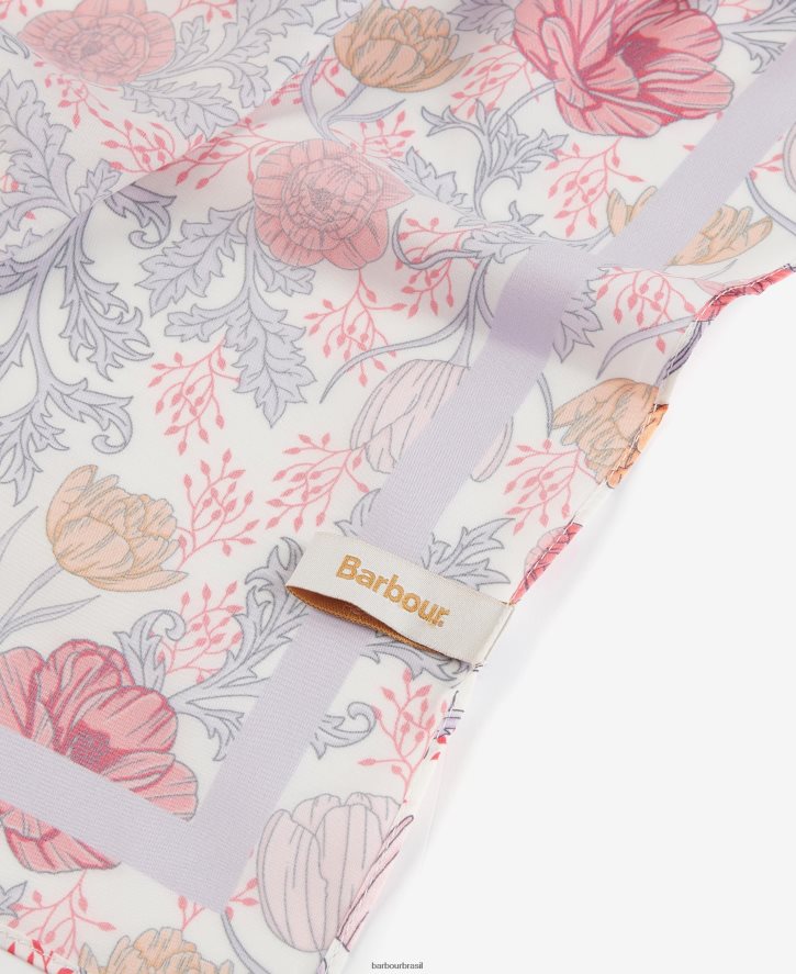 acessórios Barbour lenço quadrado com estampa floral branco/lavanda mulheres NH44422453