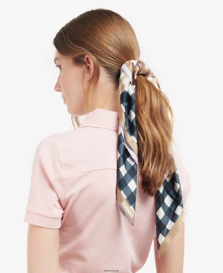 acessórios Barbour lenço quadrado de guingão darla azul marinho/íris mulheres NH44422454