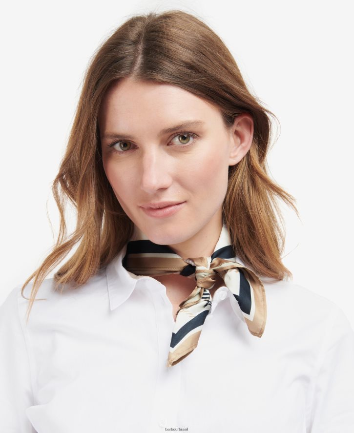 acessórios Barbour lenço quadrado xadrez stanton trincheira/marinha mulheres NH44422462