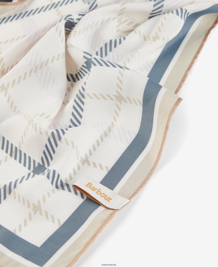 acessórios Barbour lenço quadrado xadrez stanton trincheira/marinha mulheres NH44422462