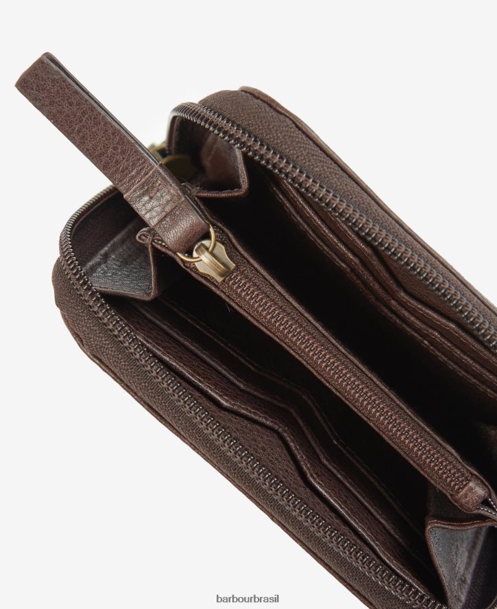 acessórios Barbour bolsa de couro laire marrom escuro mulheres NH44422397