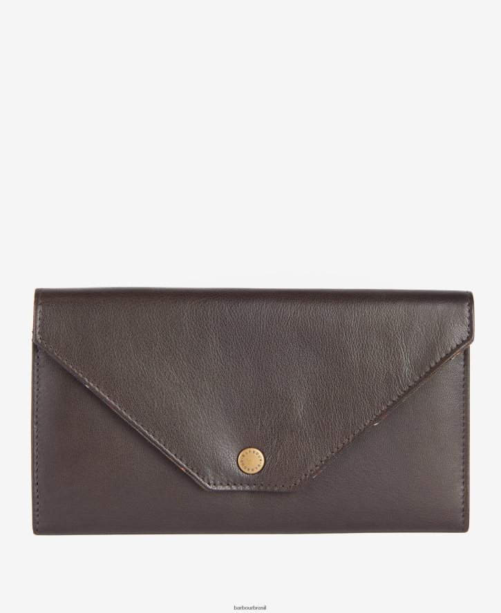 acessórios Barbour bolsa de viagem de couro marrom mulheres NH44422398