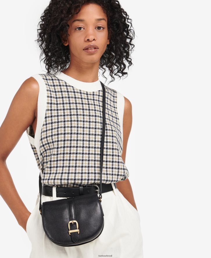 acessórios Barbour bolsa sela couro laire marrom escuro mulheres NH44422403