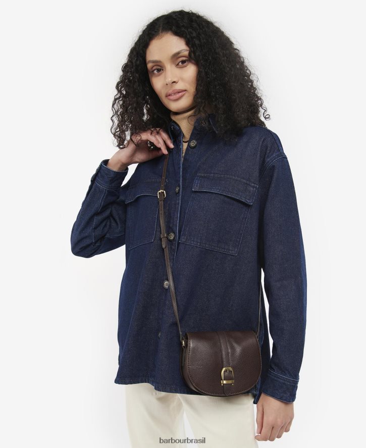 acessórios Barbour bolsa sela couro laire marrom escuro mulheres NH44422405
