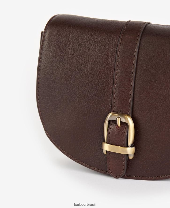 acessórios Barbour bolsa sela couro laire marrom escuro mulheres NH44422405