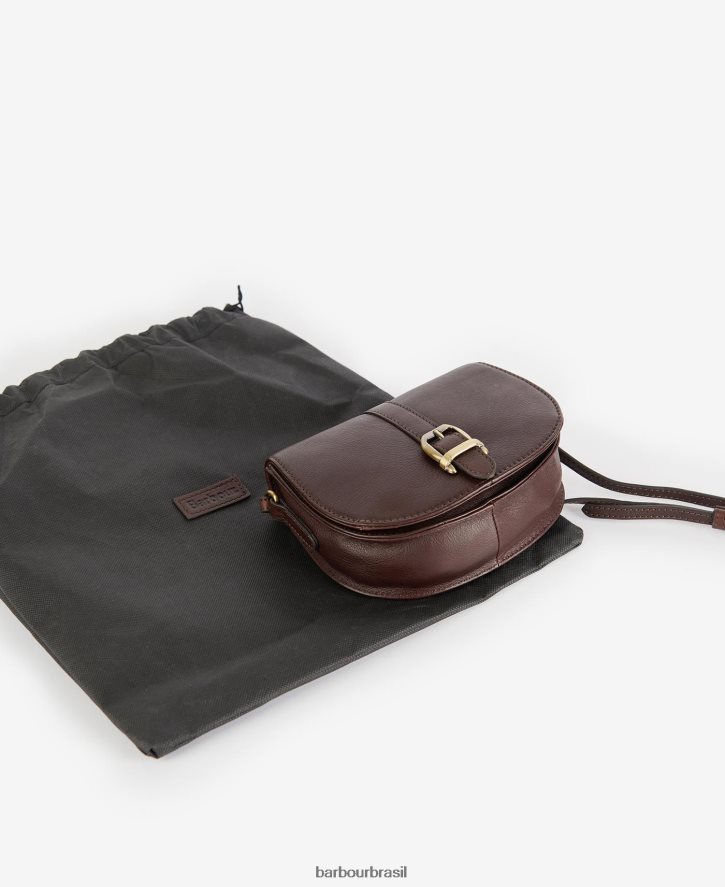 acessórios Barbour bolsa sela couro laire marrom escuro mulheres NH44422405