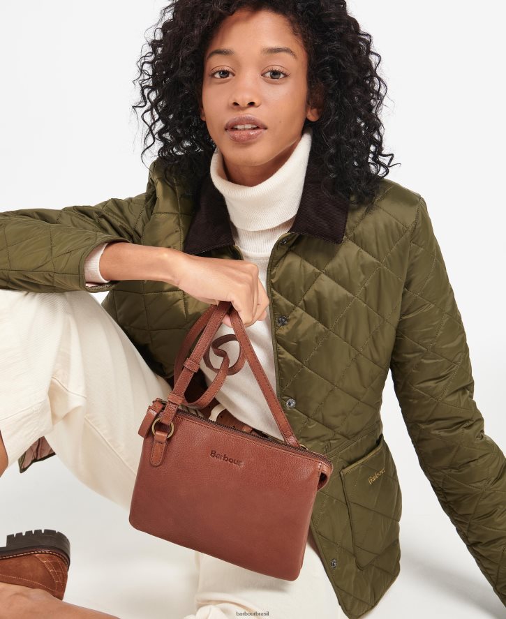 acessórios Barbour bolsa transversal couro lochy marrom clássico mulheres NH44422387