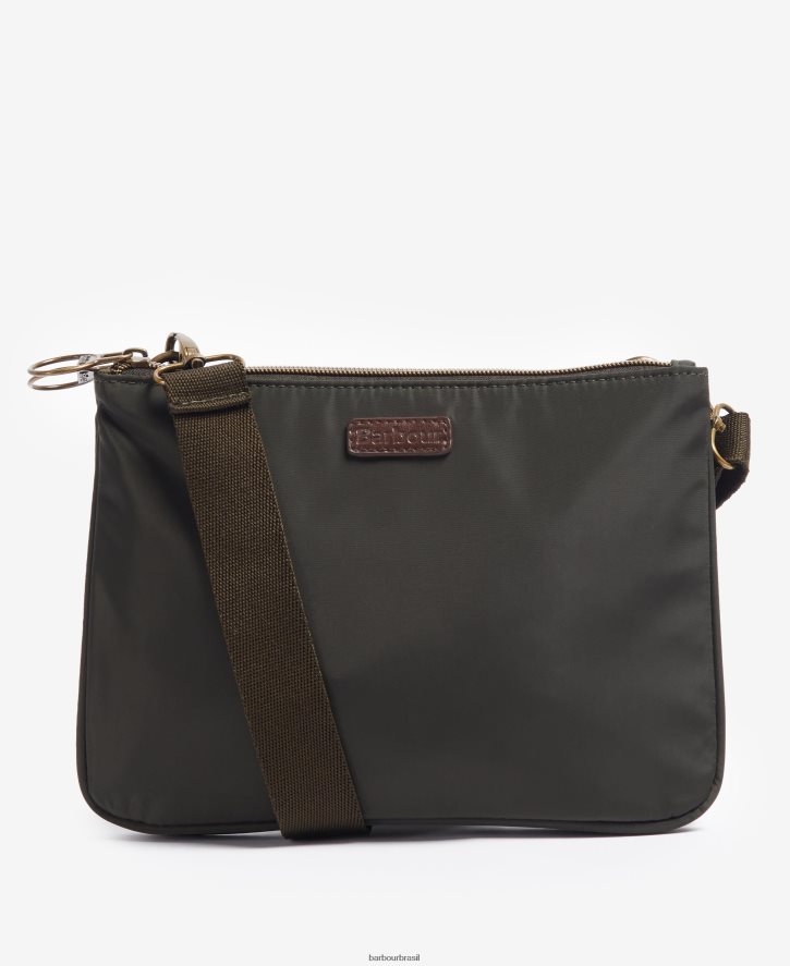 acessórios Barbour bolsa transversal ella com zíper duplo Oliva mulheres NH44422400