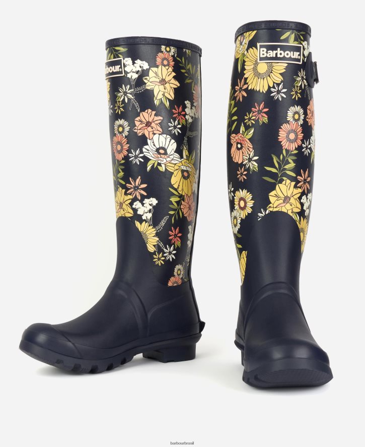 calçados Barbour bota bede wellington floral marinho mulheres NH44422173