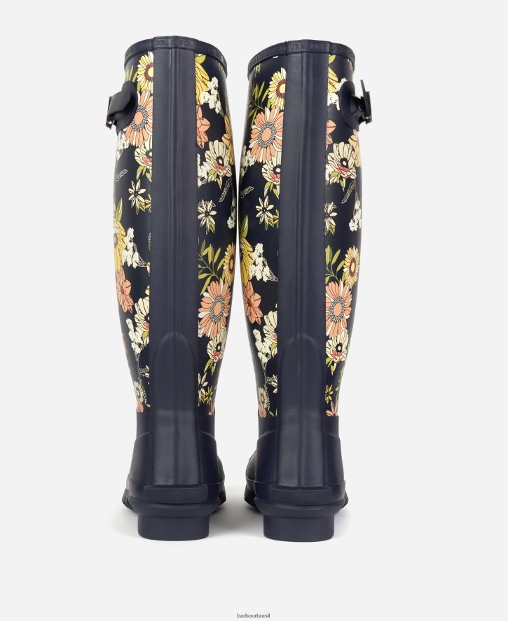 calçados Barbour bota bede wellington floral marinho mulheres NH44422173