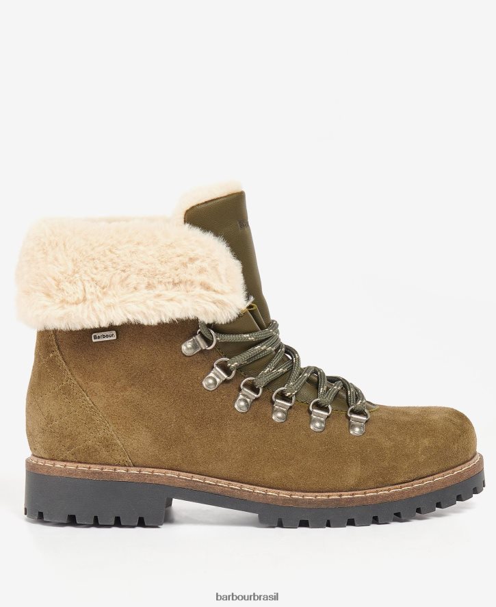 calçados Barbour botas paisley cáqui mulheres NH44422080