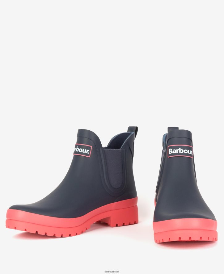 calçados Barbour malva wellingtons punção azul marinho/rosa mulheres NH44422174