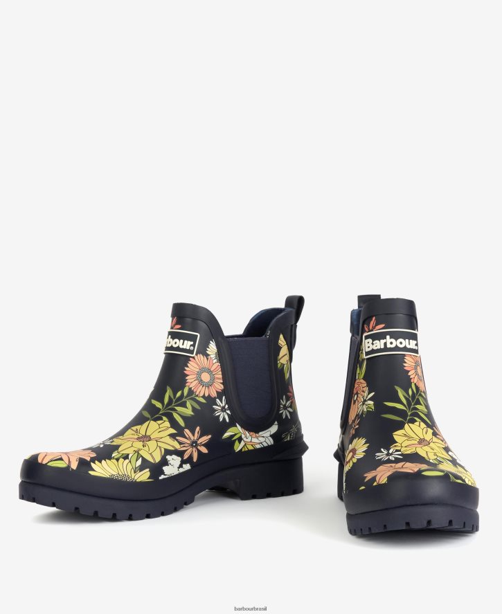 calçados Barbour wilton wellingtons floral marinho mulheres NH44422166
