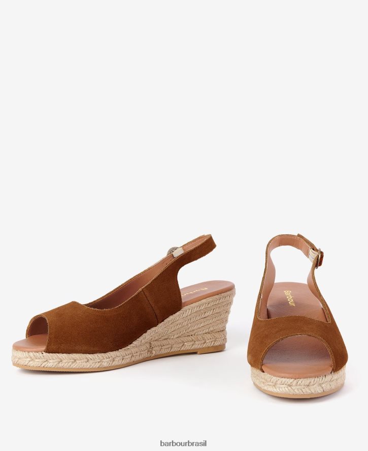 calçados Barbour nadia peep toe alpargatas cunhas conhaque mulheres NH44422093
