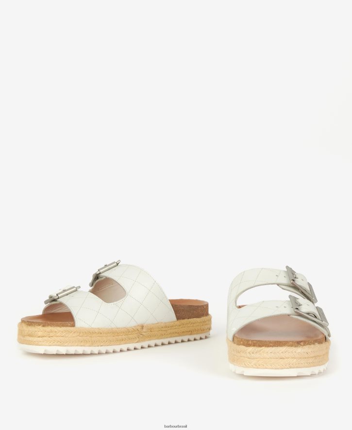 calçados Barbour sandália acolchoada pamela diamante branco clássico mulheres NH44422120