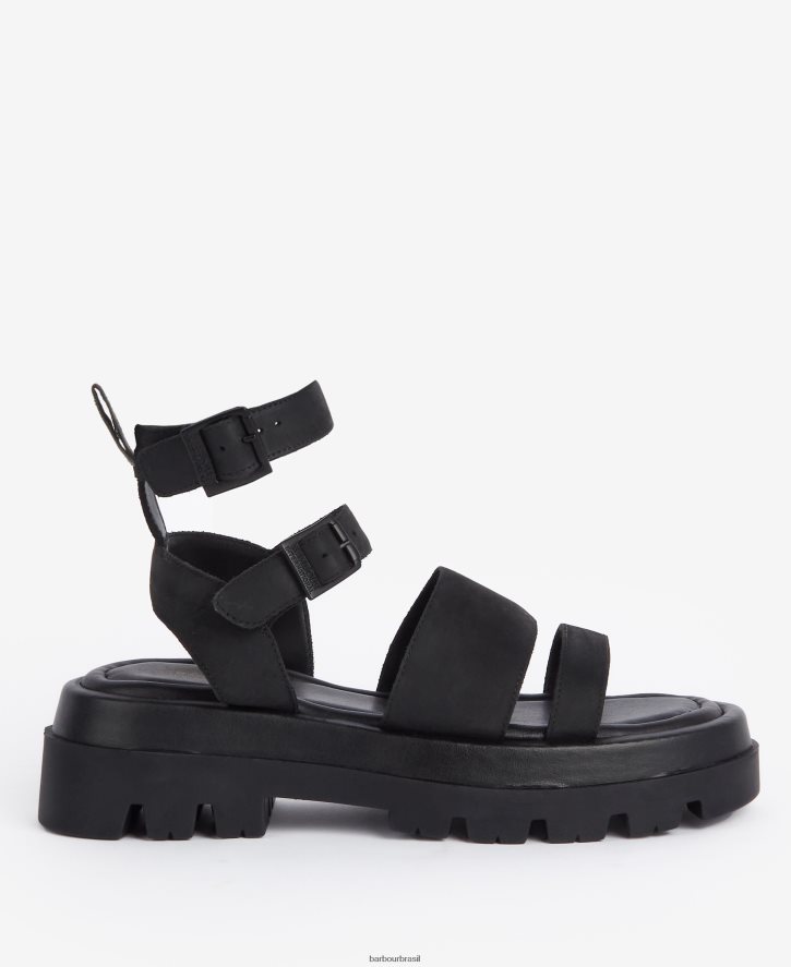 calçados Barbour sandália logan preto clássico mulheres NH44422122