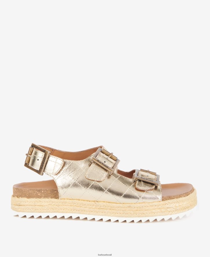 calçados Barbour sandália plana helena ouro metálico mulheres NH44422110