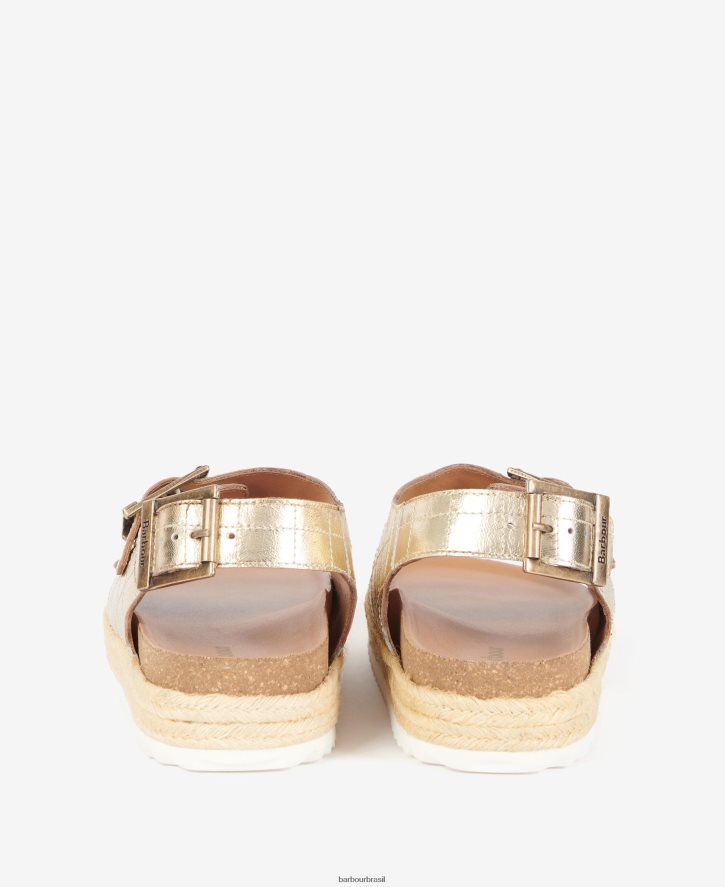 calçados Barbour sandália plana helena ouro metálico mulheres NH44422110