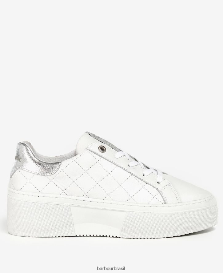 calçados Barbour darla trainers peônia branca/prata mulheres NH44422125