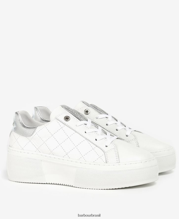 calçados Barbour darla trainers peônia branca/prata mulheres NH44422125
