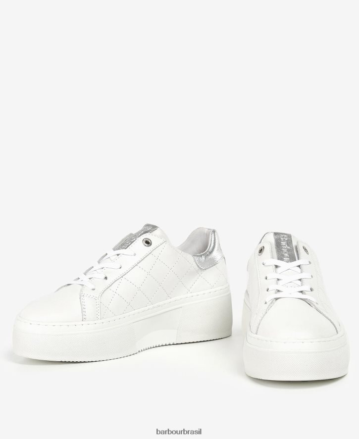 calçados Barbour darla trainers peônia branca/prata mulheres NH44422125