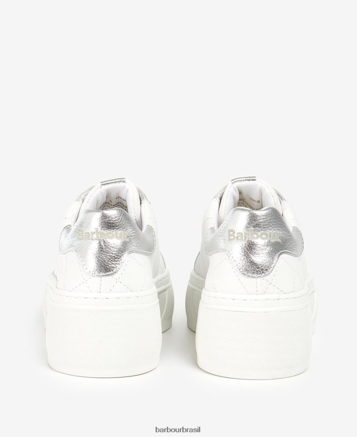 calçados Barbour darla trainers peônia branca/prata mulheres NH44422125