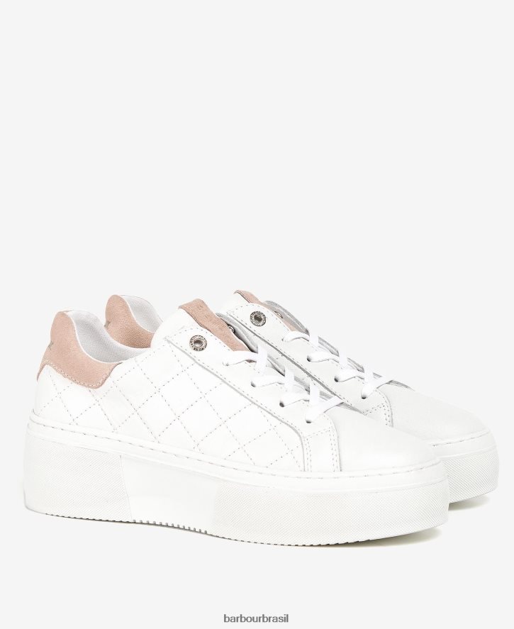 calçados Barbour darla trainers peônia branca/prata mulheres NH44422126