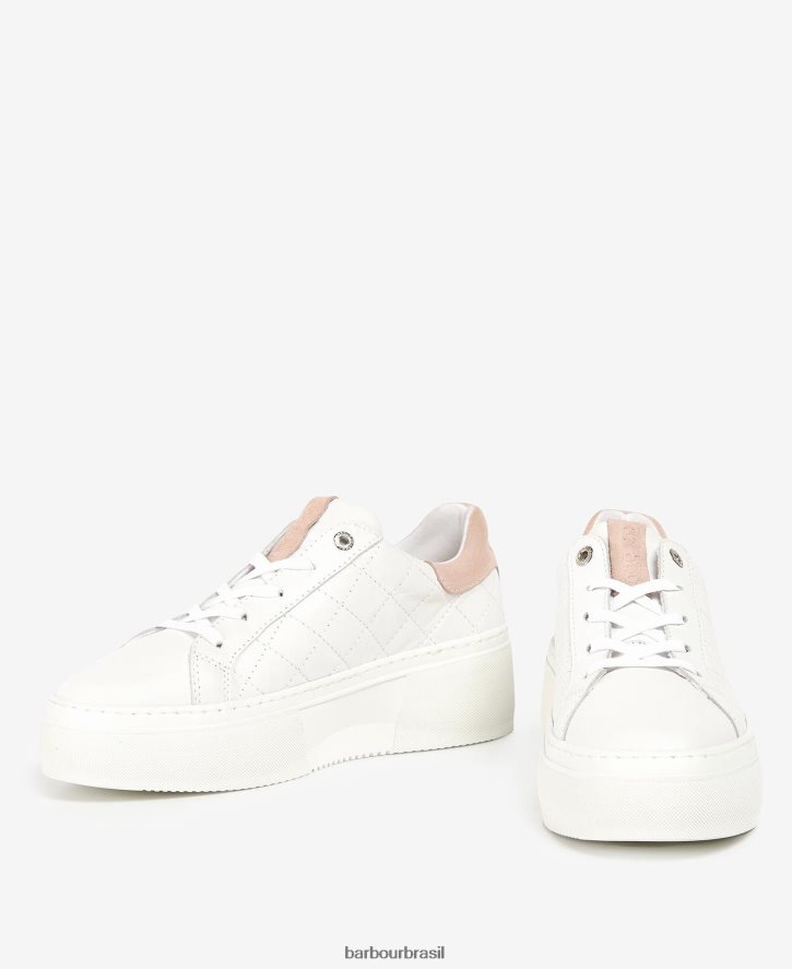 calçados Barbour darla trainers peônia branca/prata mulheres NH44422126