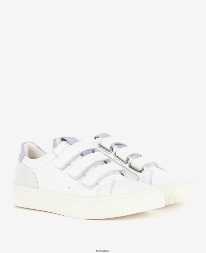 calçados Barbour tênis georgie com alça tripla branco/lavanda mulheres NH44422127