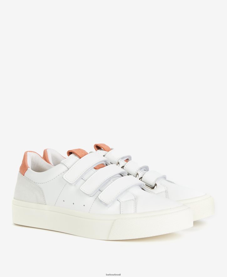 calçados Barbour tênis georgie com alça tripla branco/lavanda mulheres NH44422137