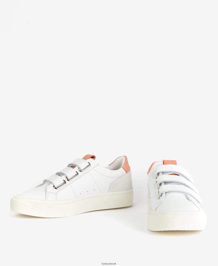 calçados Barbour tênis georgie com alça tripla branco/lavanda mulheres NH44422137