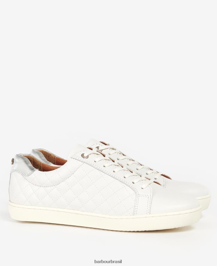 calçados Barbour treinadores cosmo couro metálico prateado mulheres NH44422130