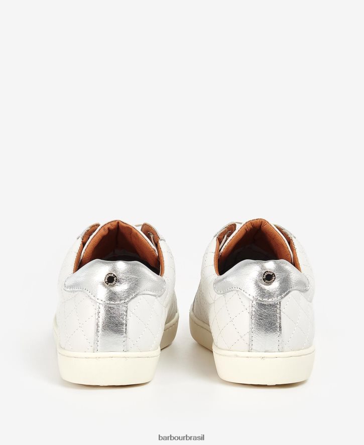 calçados Barbour treinadores cosmo couro metálico prateado mulheres NH44422130